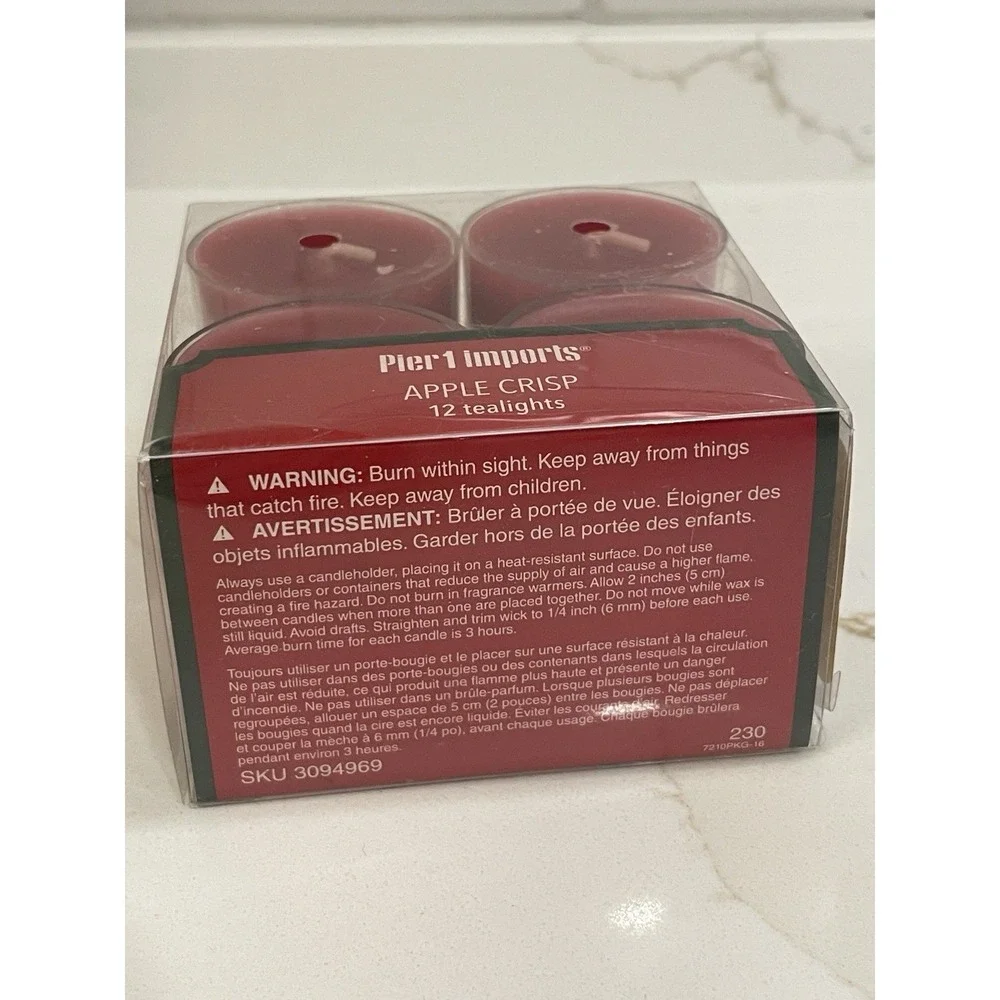 Pier 1 Imports Apple Crisp Scented Tealight Candles 12‎ Pack Red New